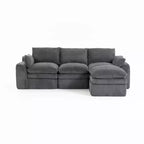 Divano angolare a L, divano in velluto a coste con pouf mobile, divano modulare ad angolo compresso per soggiorno - ModernLuxe