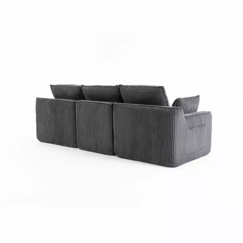 Divano angolare a L, divano in velluto a coste con pouf mobile, divano modulare ad angolo compresso per soggiorno - ModernLuxe