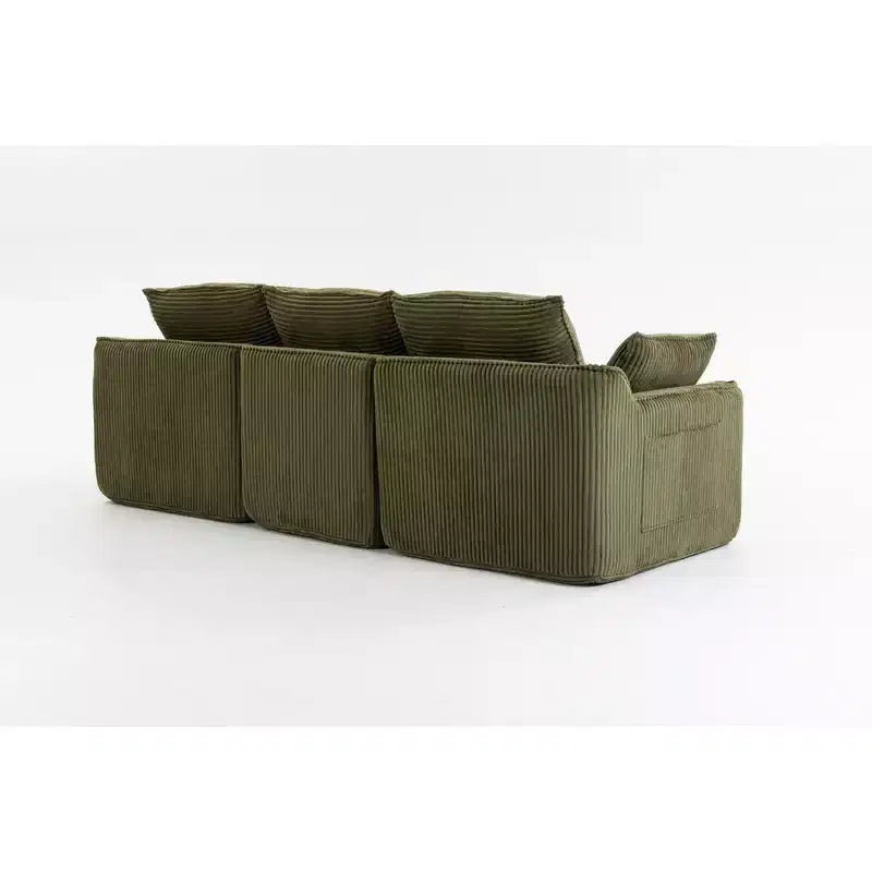 Divano angolare a L, divano in velluto a coste con pouf mobile, divano modulare ad angolo compresso per soggiorno - ModernLuxe