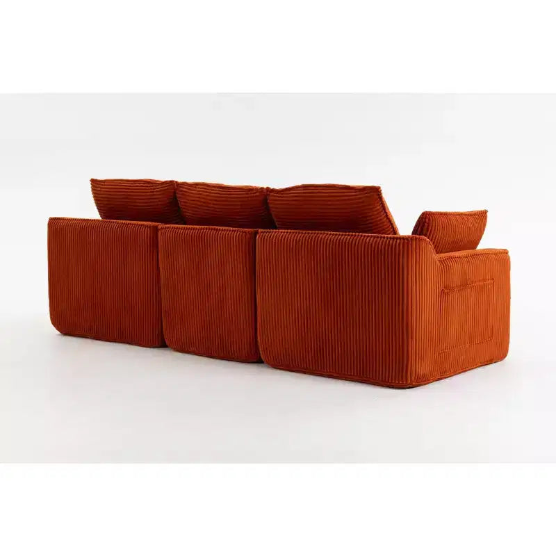 Divano angolare a L, divano in velluto a coste con pouf mobile, divano modulare ad angolo compresso per soggiorno - ModernLuxe