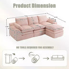Divano angolare a L, divano in velluto a coste con pouf mobile, divano modulare ad angolo compresso per soggiorno - ModernLuxe
