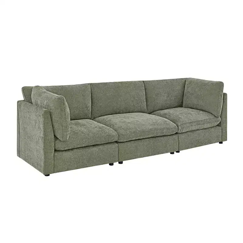 Morden Fort Divano componibile a sezione modulare da 355 cm con pouf contenitore, divano a nuvola a forma di U con seduta profonda da 56 cm, divano sezionale moderno in ciniglia per soggiorno