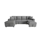 109.1 Divano componibile, divano letto estraibile convertibile, divano a L con pouf contenitore mobile