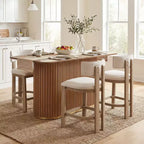 Christopher Knight Home Quini Set da Pranzo Moderno da 5 Pezzi in Legno con Base a Piedistallo e Gambe in Legno di Gomma