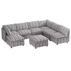 Divano componibile a U GDFStudio Jeju Modular 8 pezzi, rivestito con contenitore, 317,5 x 236 cm, con pouf