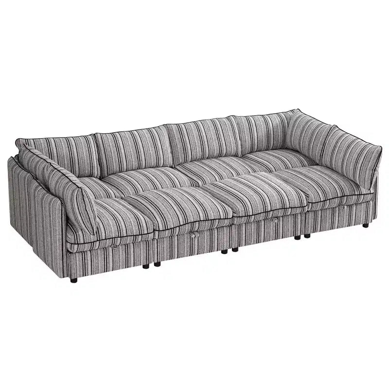 Divano componibile a U GDFStudio Jeju Modular 8 pezzi, rivestito con contenitore, 317,5 x 236 cm, con pouf