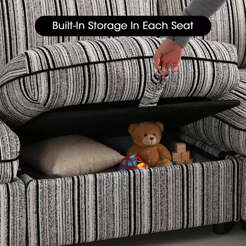 Divanetto componibile rivestito GDFStudio Jeju da 152 cm con due pouf contenitore