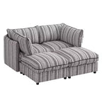 Divanetto componibile rivestito GDFStudio Jeju da 152 cm con due pouf contenitore