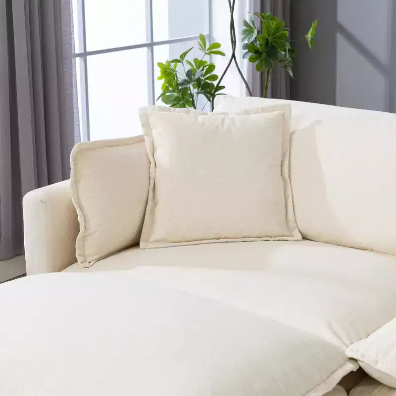 Divano componibile modulare GDFStudio Dulles Modern a 4 posti rivestito in ciniglia con 2 pouf
