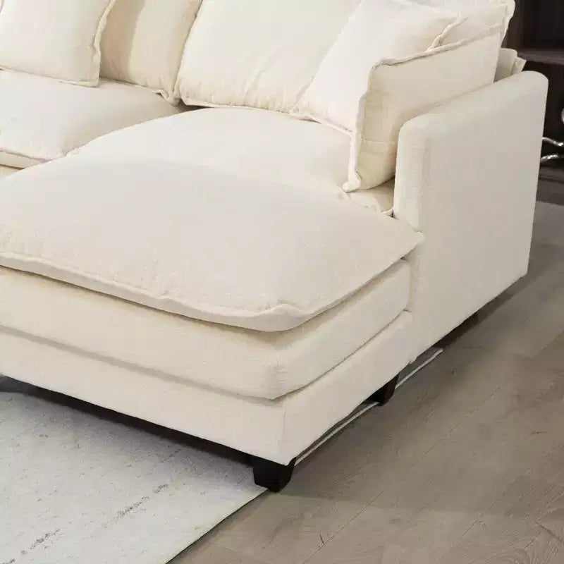 Divano componibile modulare GDFStudio Dulles Modern a 4 posti rivestito in ciniglia con 2 pouf