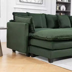 Divano componibile modulare GDFStudio Dulles Modern a 4 posti rivestito in ciniglia con 2 pouf