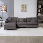 GDFStudio Fairmont 113.77 Divano componibile a 3 posti rivestito in ciniglia con pouf e cuscini lombari