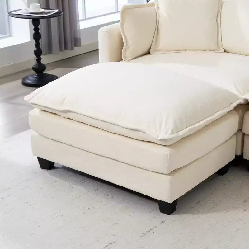 GDFStudio Fairmont 113.77 Divano componibile a 3 posti rivestito in ciniglia con pouf e cuscini lombari