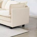GDFStudio Fairmont 113.77 Divano componibile a 3 posti rivestito in ciniglia con pouf e cuscini lombari