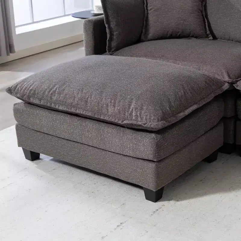 GDFStudio Fairmont 113.77 Divano componibile a 3 posti rivestito in ciniglia con pouf e cuscini lombari