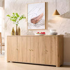 Credenza da cucina con 4 ante e ripiani, grande credenza moderna, mobile contenitore da 66 pollici per angolo caffè