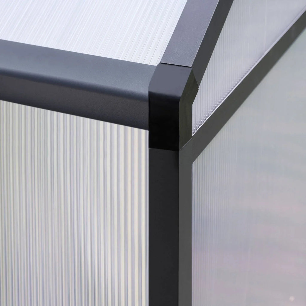 VEIKOUS begehbares Gewächshaus-Set aus Aluminium mit verstellbarem Dachfenster und abschließbarer Tür, grau