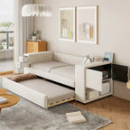 Upholstered Velvet Daybed Storage Bed Frame with USB Charging Ports