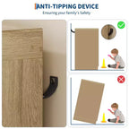 Armadio guardaroba in legno alto 43,3" con 4 cassetti e barra appendiabiti, mobile contenitore multifunzionale per abiti da camera da letto