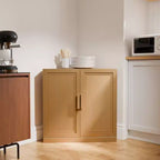 Meuble d’angle Dovelina avec étagères réglables, buffet, meuble à vin et meuble de cuisine et de salle à manger avec portes en bois - 31 po H x 31 po L, 36 po H x 31 po L