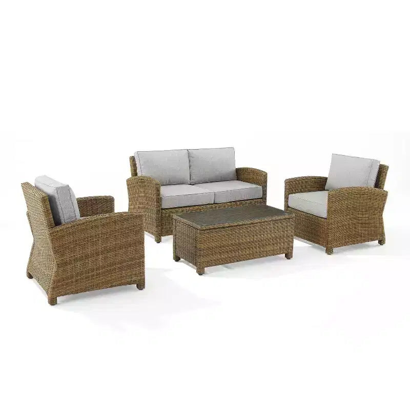Bradenton 4-delige loungeset van wicker voor buiten - Crosley