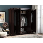 Palace Imports 100% Solid Wood Kyle 4-Door Wardrobe Armoire with Solid Wood or Mirrored Doors