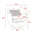 Fauteuil tonneau pivotant rembourré avec rangement, chaise d’appoint moderne pour salon, chambre, bureau ou coin lecture