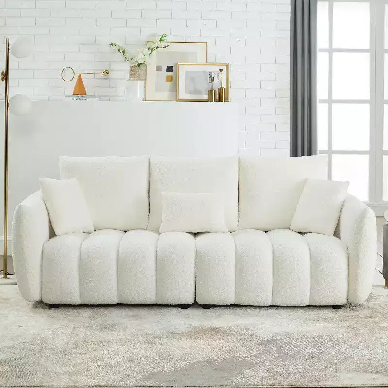 Divano moderno GDFStudio Alanna da 79,5 pollici, a 3 posti, rivestito in tessuto teddy con cuscini
