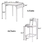 Ensemble Whisen de table à manger de ferme de 5 pièces avec rallonge rabattable, hauteur comptoir, et chaises de salle à manger
