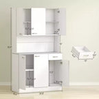 71 Kitchen Pantry Cabinet, Tall Storage Cabinet with Microwave Stand, Modern Kitchen Hutch,3 Adjustable Shelves for Living Room, Dining Room