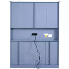 Armoire garde-manger indépendante Whisen de 71 po de hauteur, grand meuble de rangement pour salle à manger avec 4 portes pliantes, étagères et porte-bouteilles