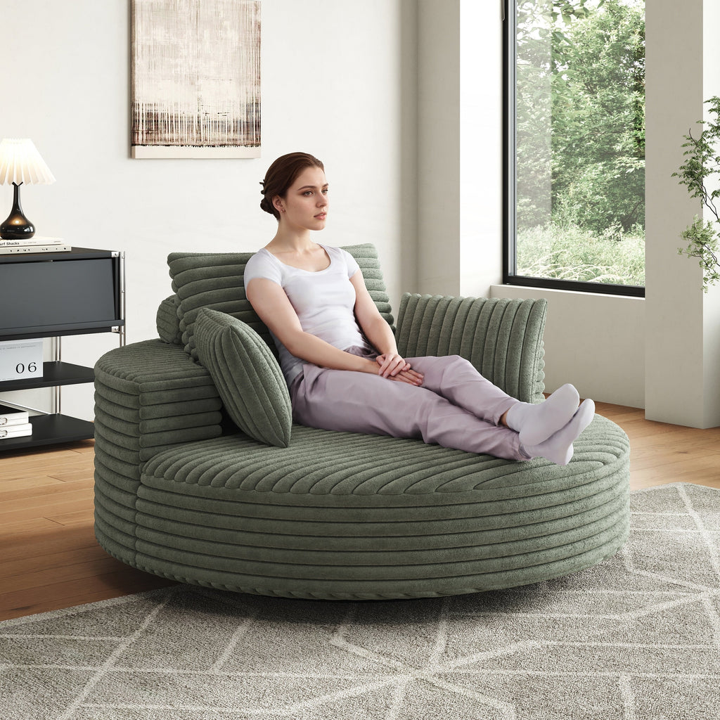Fauteuil pivotant individuel en mousse et chenille côtelée