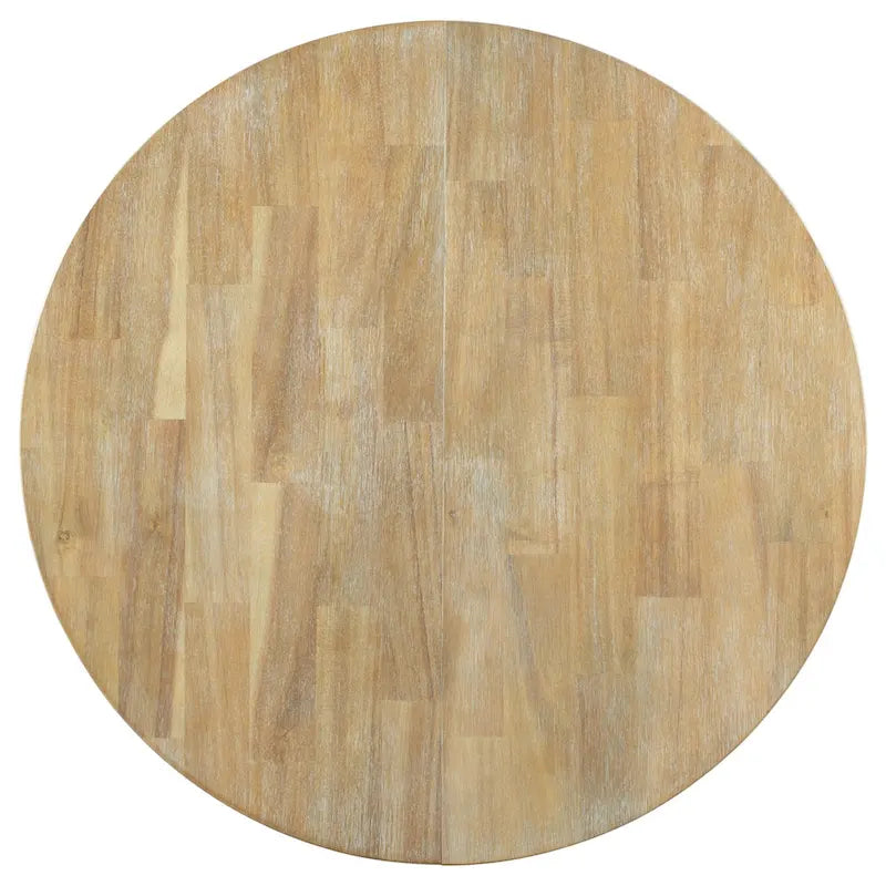 Farmhouse Round Extendable Dining Table with 16 Leaf Wood Kitchen Table