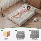 Canapé-lit futon pliant en velours côtelé, fauteuil convertible au sol avec coussin et soutien dorsal, format double