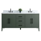 Meuble-lavabo Vanity Art 72 à double vasque avec plateau en marbre reconstitué