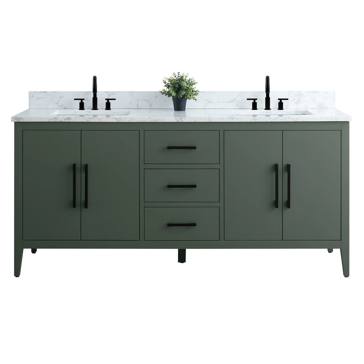 Meuble-lavabo Vanity Art 72 à double vasque avec plateau en marbre reconstitué