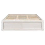 Whisen Queen Platform Bed Frame with 4 Storage Drawers and Footboard Storage