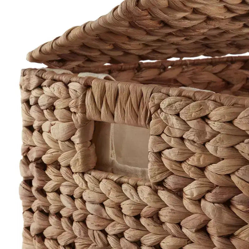 Cesto portabiancheria Casafield a 2 scomparti con coperchio e sacchetti foderati rimovibili, selezionatore in giacinto d'acqua intrecciato per i vestiti