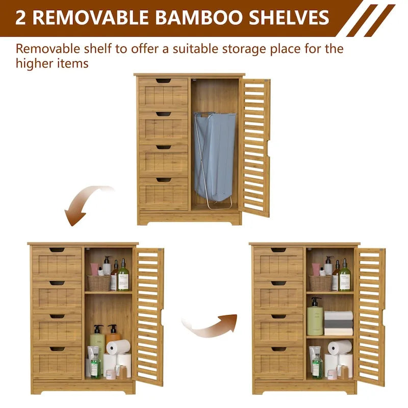 Meuble de rangement bas pour salle de bains VEIKOUS avec 4 tiroirs
