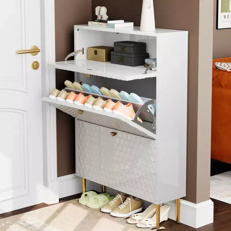 Meuble de rangement à chaussures CLIHOME pour entrée, 24 paires, avec tiroirs basculants, étagère et placard