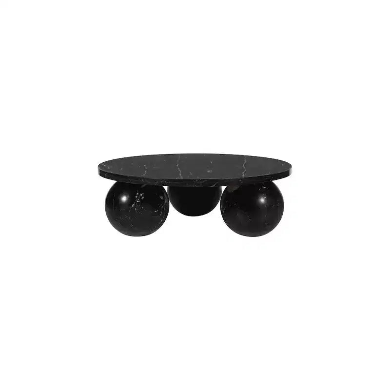 Table basse ronde en marbre avec pieds sphériques, multicolore, 4 places ??