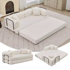 Canapé-lit convertible 4-en-1, matelas de sol pliant en velours côtelé sans cadre de 79 pouces avec oreiller, causeuse sans assemblage pour petit appartement