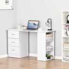 Scrivania HOMCOM 47 con libreria, moderna, per home office, tavolo da scrittura e postazione di lavoro con 3 cassetti e ripiano contenitore - bianca