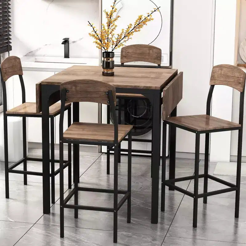 Ensemble Whisen de table à manger de ferme de 5 pièces avec rallonge rabattable, hauteur comptoir, et chaises de salle à manger
