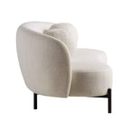Divano curvo a 3 posti con cuscini sferici, misto lino beige