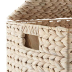 Cesto portabiancheria Casafield a 2 scomparti con coperchio e sacchetti foderati rimovibili, selezionatore in giacinto d'acqua intrecciato per i vestiti