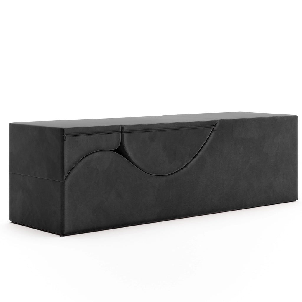 Méridienne convertible Avana Kami / yoga et massage – pouf 2-en-1 avec chaise longue de yoga pliable escamotable, microvelours – N/A