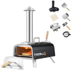 Four à pizza extérieur multicombustible, appareil à pizza cuite sur pierre avec brûleur à gaz et compartiment à bois – 12 pouces