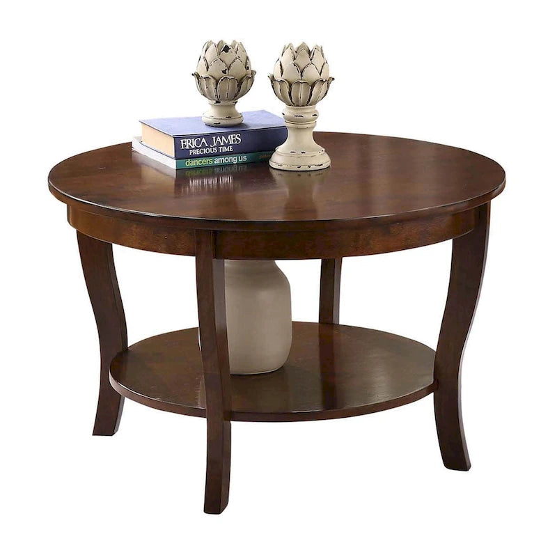 Tavolino rotondo da caffè Convenience Concepts American Heritage con ripiano