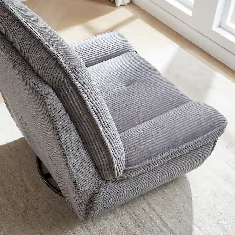Drehbarer Cord-Sessel mit Gleitfunktion und Liegefunktion, Fußstütze für das Wohnzimmer